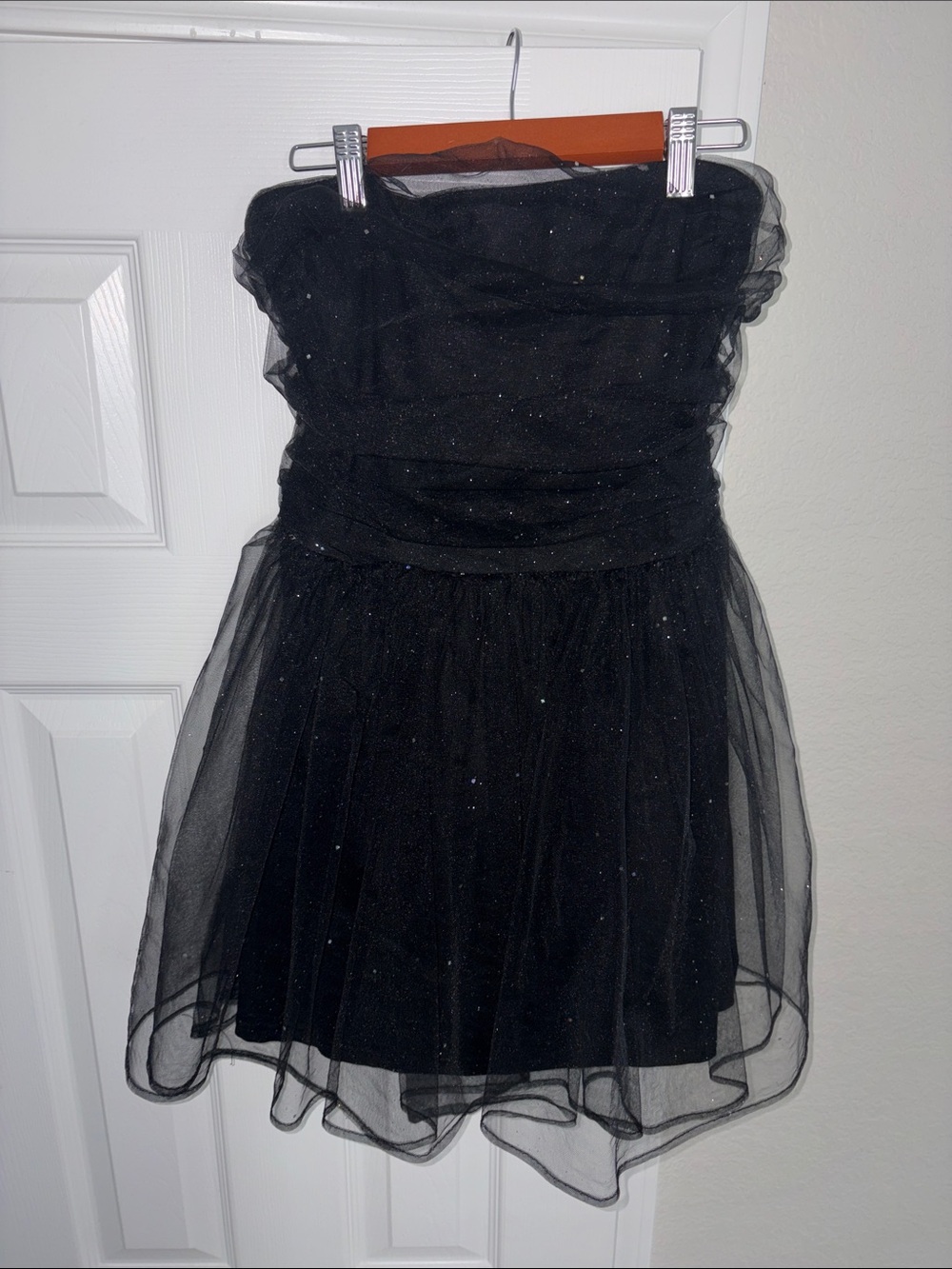 Women’s Black Sparkle Tulle Mini Dress